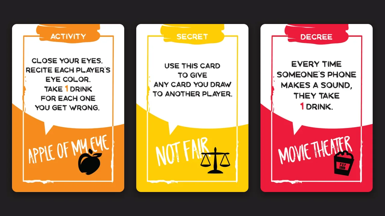 Three Close & Personal activity cards