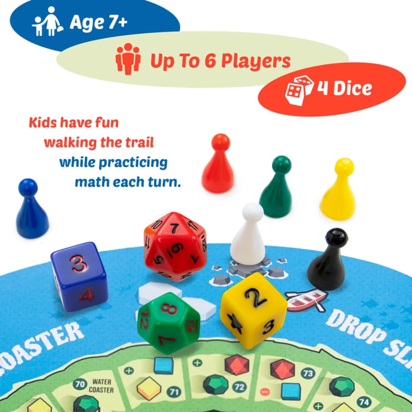 Parculus dice and player pawns on the board