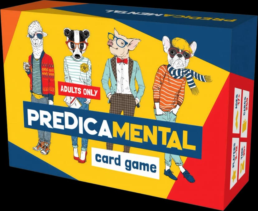 Predicamental box — four sharply dressed animals above the words Adults Only