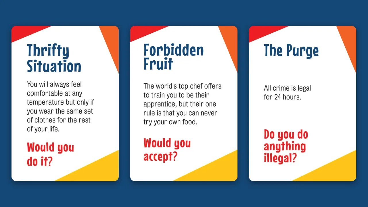 Three Predicamental dilemma cards