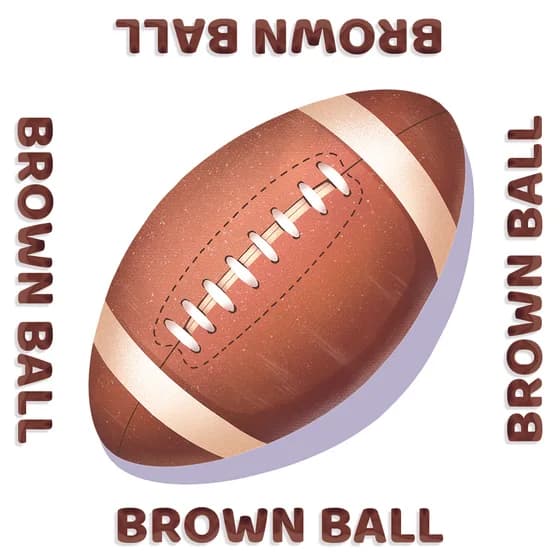 ReactSee card: a brown football correctly labeled BROWN BALL