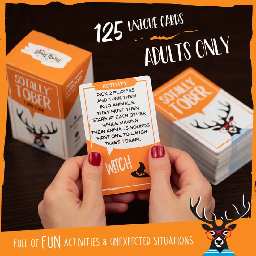 Hands holding the Witch activity card mid-game
