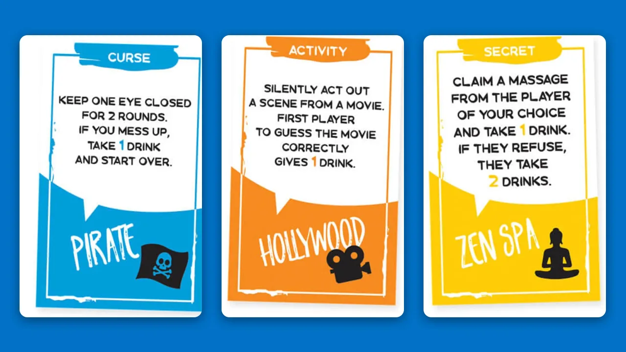 Curse, Activity and Secret cards from the Sotally Tober deck